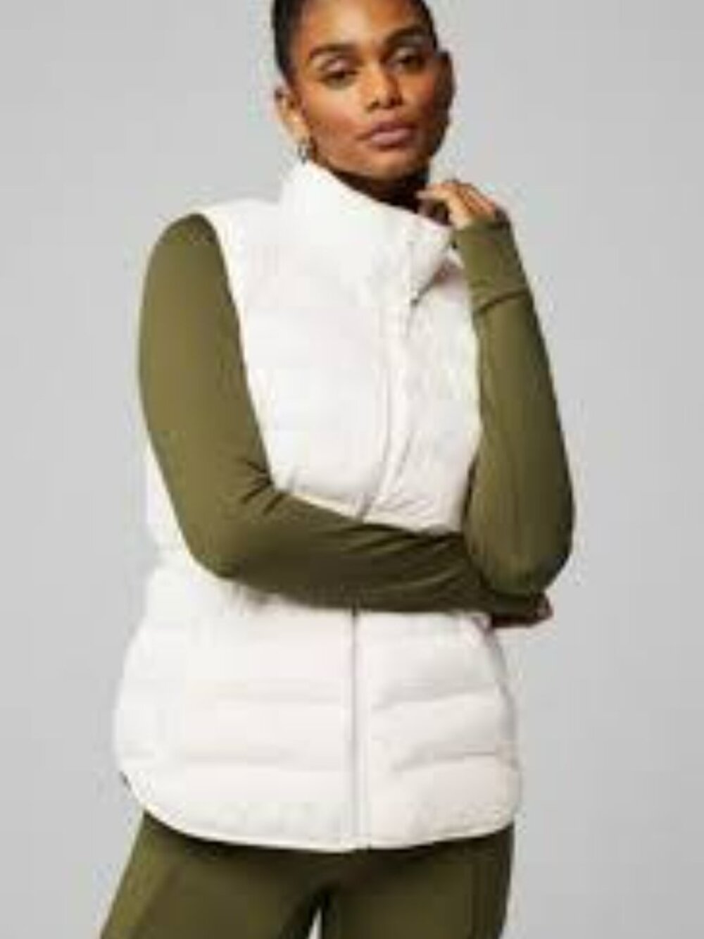 Fabletics Cream Quilted Puffer Vest